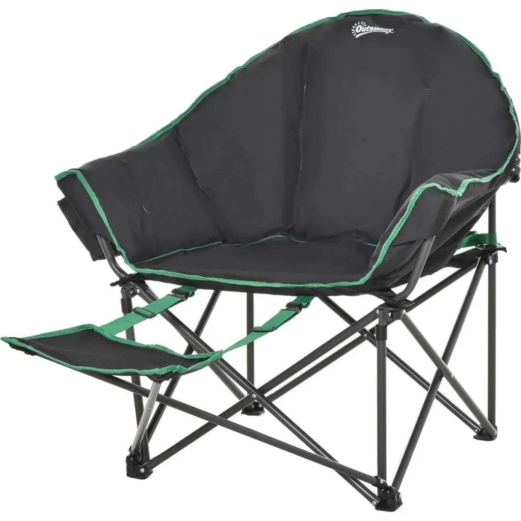 Campingstuhl mit Fußstütze schwarz, grün