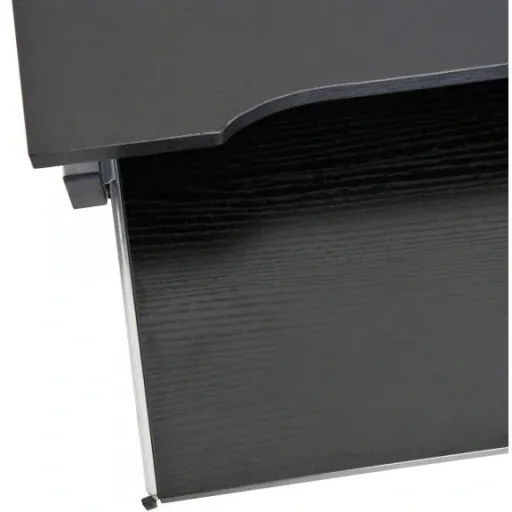 Schreibtisch Computertisch Bürotisch Rollbar mit Tastaturauszug Spanplatte, Stahl Schwarz