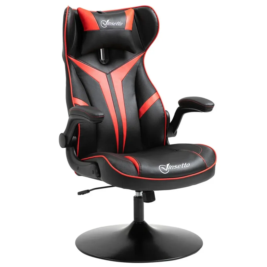 Gaming Stuhl ergonomischer Computerstuhl mit Wippfunktion Drehstuhl höhenverstellbar Stahl Schwarz+Rot 67 x 75 x 106-112