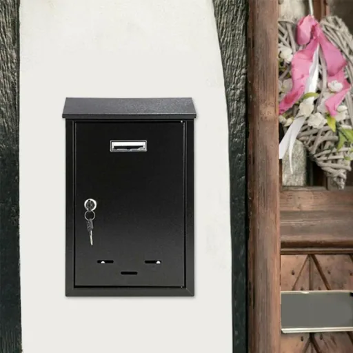 Briefkasten mit 2 Tasten - schwarz - 285x200x60 mm