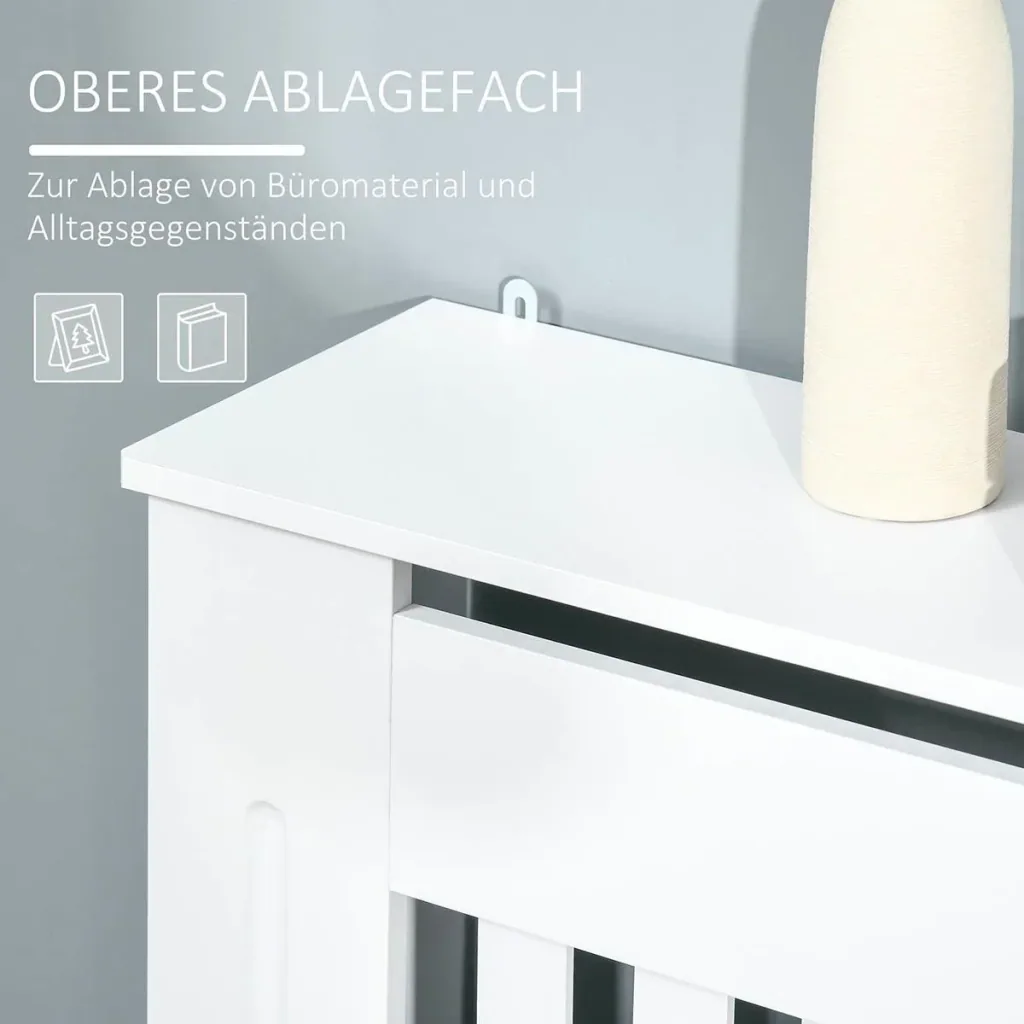 Heizkörperverkleidung Heizungsabdeckung 78x19x81cm Heizkörper Abdeckung für Schlafzimmer Wohnzimmer MDF Weiß