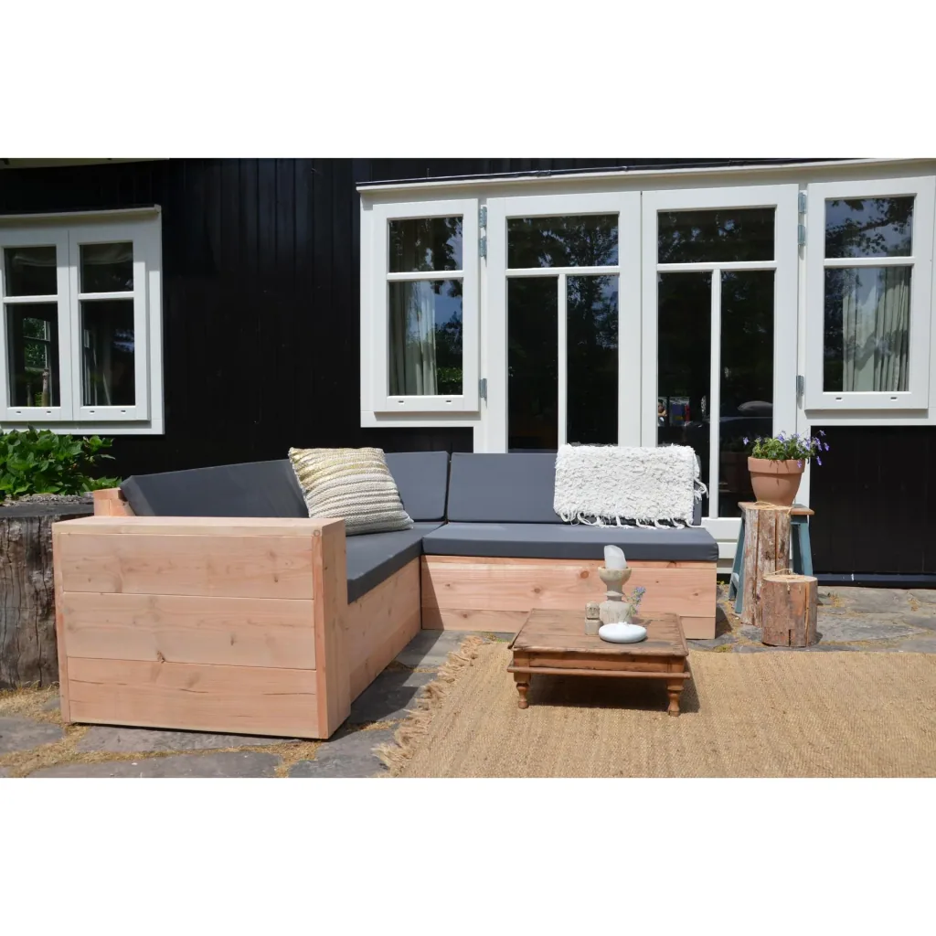 Lounge-Set aus robustem Douglas-Holz-Ecksofa 200/250 cm