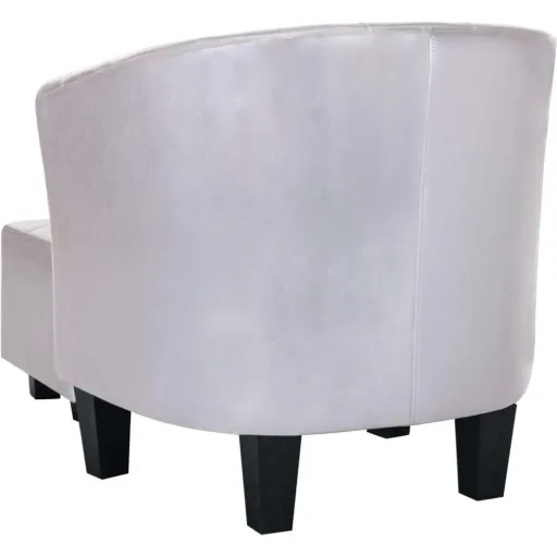 Schalensitz mit Fußhocker Kunstleder glänzend silber