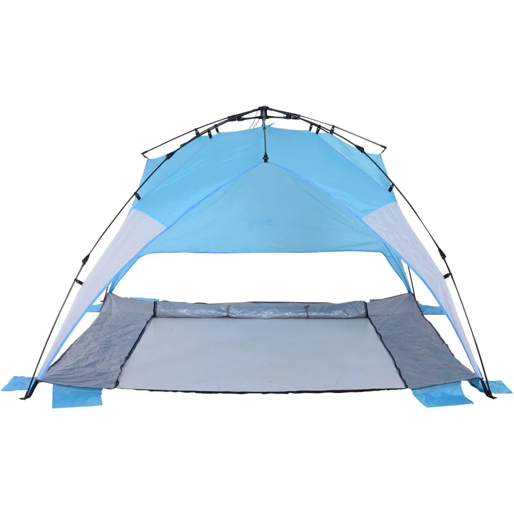 Automatik Strandmuschel Pop up Zelt Outdoor mit Boden Fenster Tragetasche 3 4 Personen 250 x 250 x 155 cm