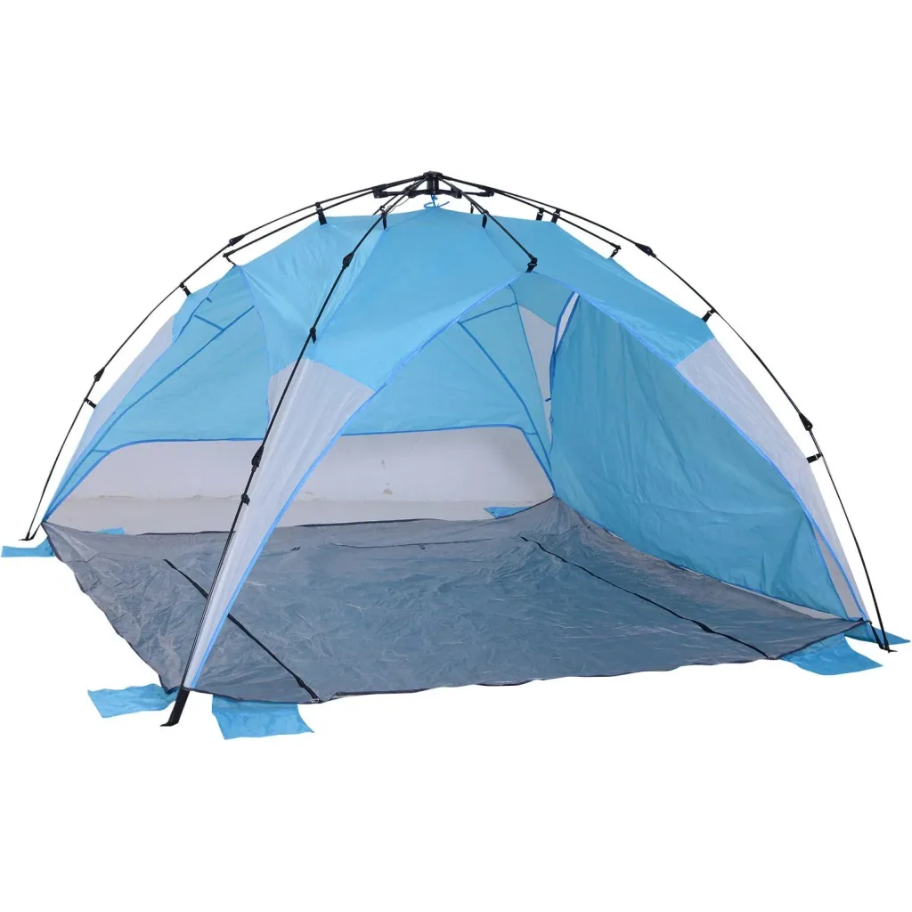 Automatik Strandmuschel Pop up Zelt Outdoor mit Boden Fenster Tragetasche 3 4 Personen 250 x 250 x 155 cm