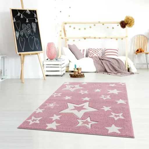 Livone Kinderteppich Galaxy Sterne rosa, Teppichgrösse: 160 x 230 cm