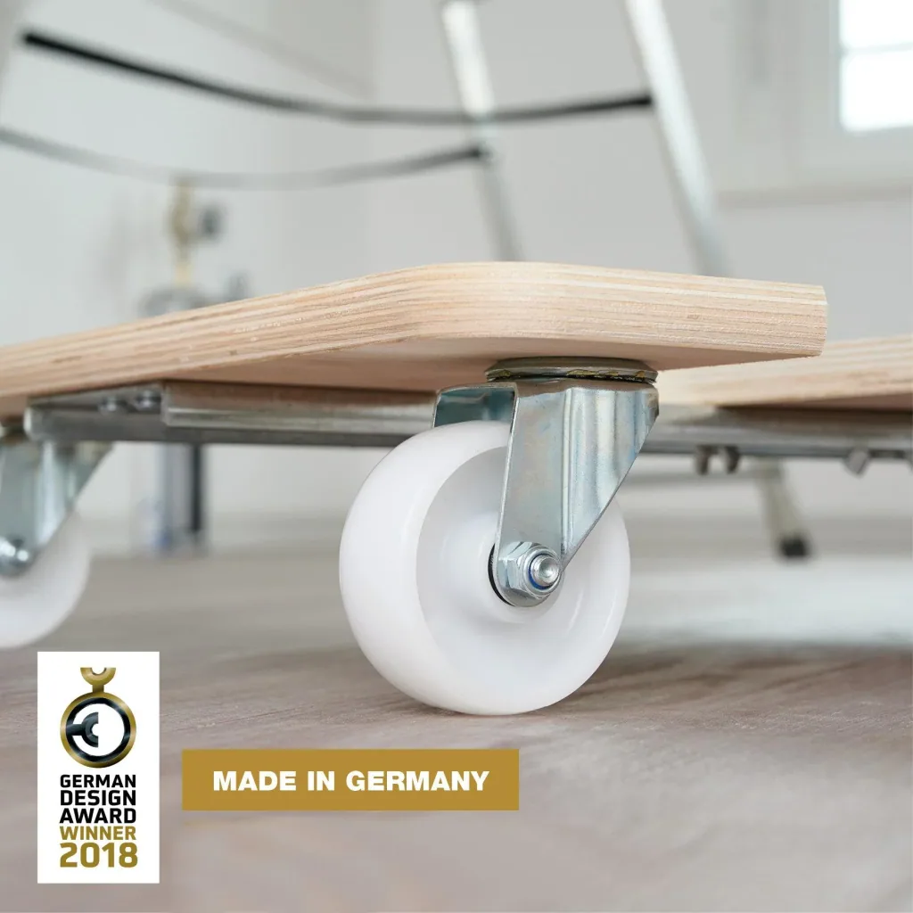 Transporthilfe MM 1332, 59-86 x 49 x 11 cm ausziehbar, harte Rollen Ø 75 mm, Rollenlager, Birke FSC®, Tragkraft 200 kg