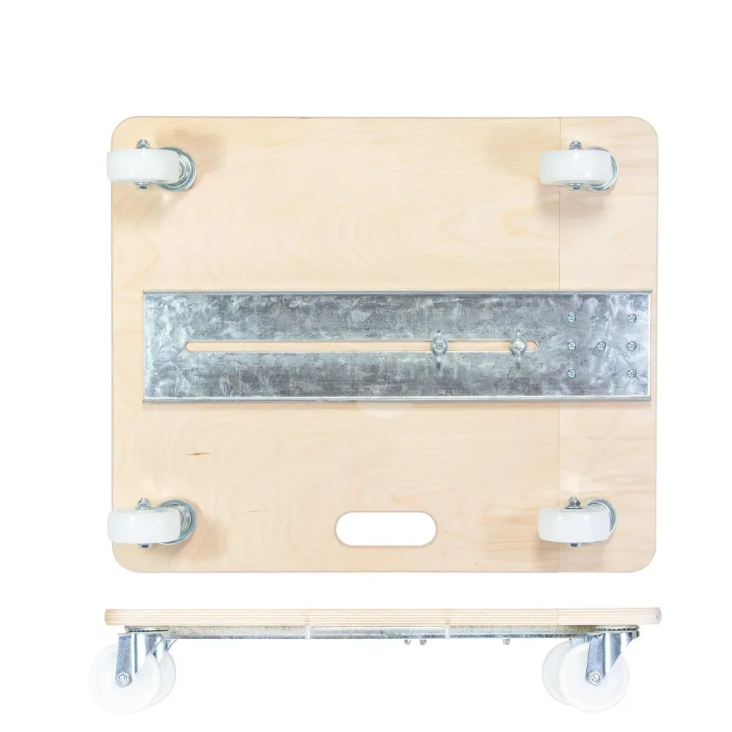 Transporthilfe MM 1332, 59-86 x 49 x 11 cm ausziehbar, harte Rollen Ø 75 mm, Rollenlager, Birke FSC®, Tragkraft 200 kg