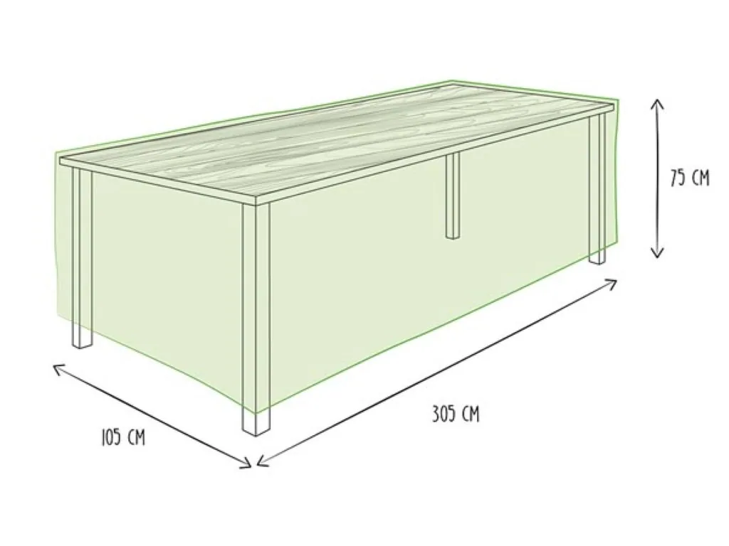 Outdoor-Tischhülle 305 x 110 x 75 cm, wasserdichte und UV-beständige schwere Gartenmöbel-Schutzhülle für Tische bis 300 cm, langlebiger Wetterschutz gegen Regen, Schmutz und Sonne