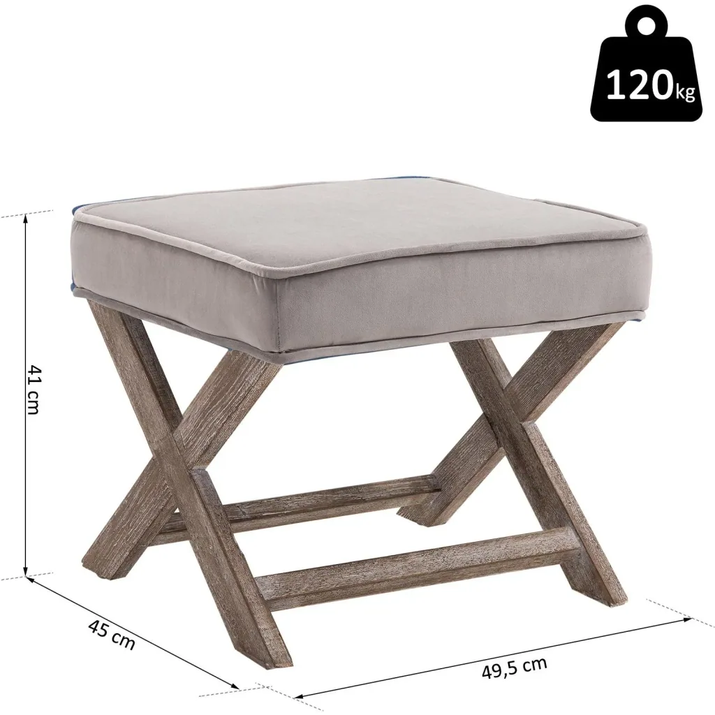 Fußhocker Sitzhocker Fußbank Sitzbank Chesterfield Polsterhocker Fußablage Samt grau 49,5 x 45 x 41 cm