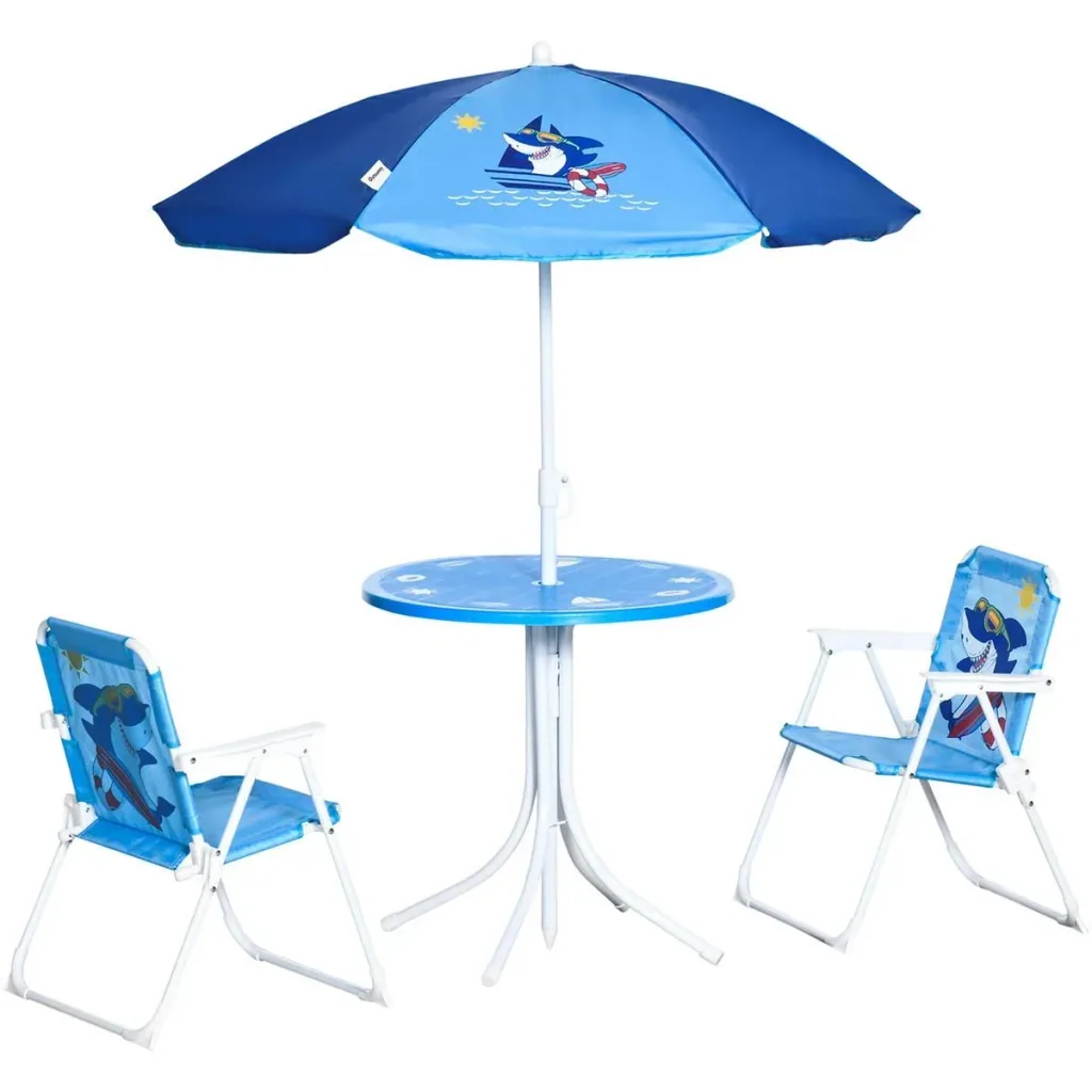 Gartentischset für 3-6 Jährige, Hai-Design, blau