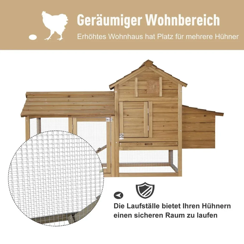 Hühnerstall mit Laufstall natur