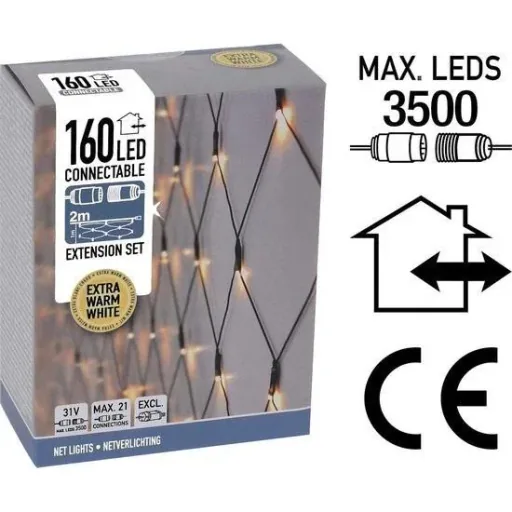 Netzbeleuchtung - Verkettbar - 160 LED - 2 Meter - Warmweiß
