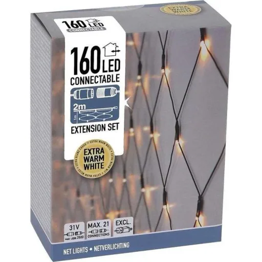 Netzbeleuchtung - Verkettbar - 160 LED - 2 Meter - Warmweiß