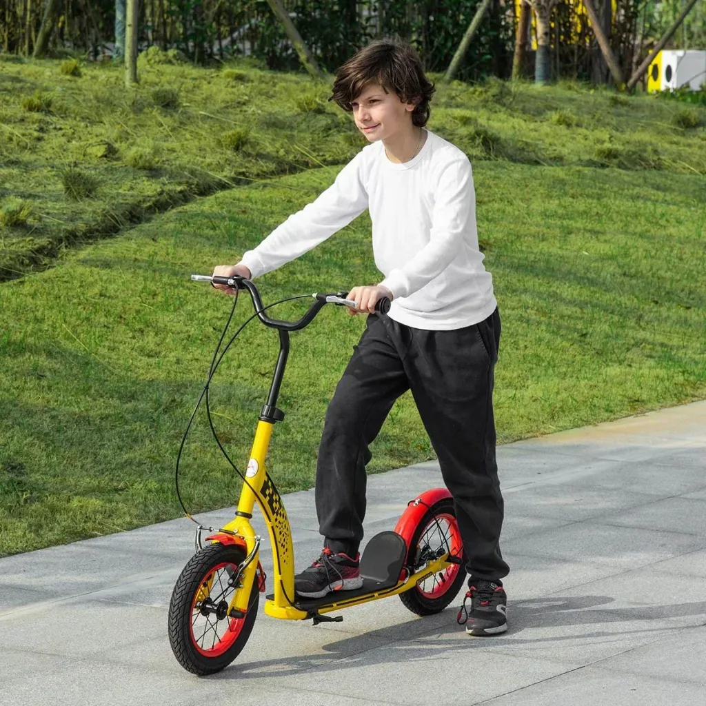 Kinderroller mit 12'' Luftreifen ab 5 Jahren schwarz/gelb 118 x 55,5 x 85-100,5 cm