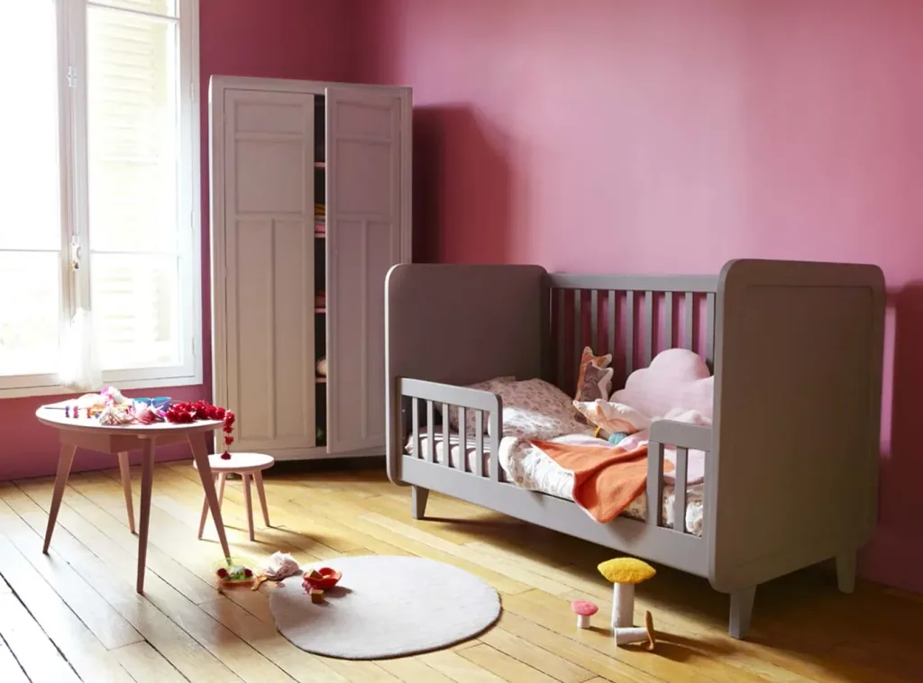 Laurette Babybett 70 x 140 cm Accroche Coeur, Farbe: grau