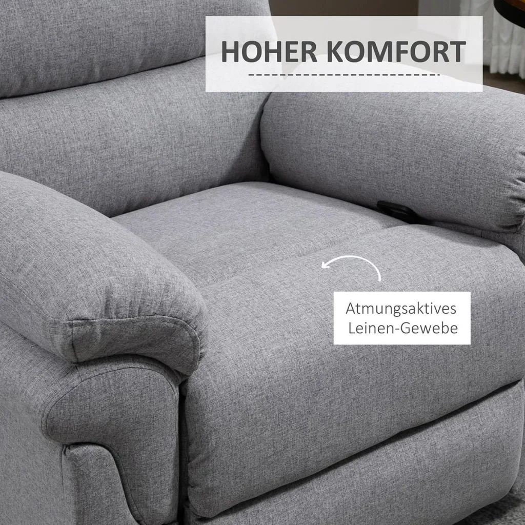 Relaxsessel mit Liegefunktion Einzelsofa Verstellbar Liege 165° neigbar Liegesessel Ruhesessel Fernsehsessel für Wohnzim