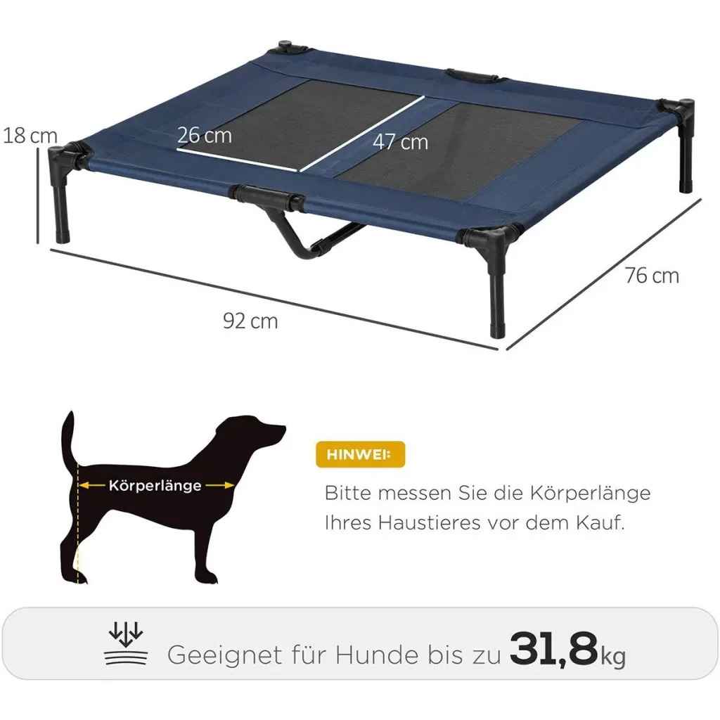 Hundeliege outdoor Schlafplatz Hundebett Hundesofa Haustierbett Katzenbett Dunkelblau 92 x 76 x 18 cm
