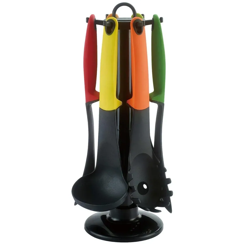 7-teiliges Küchenzubehör-Set - multicolor - Servierlöffel, Spatel, Spaghetti-Löffel, Schöpfkelle, Spachtel, Schaumlöffel
