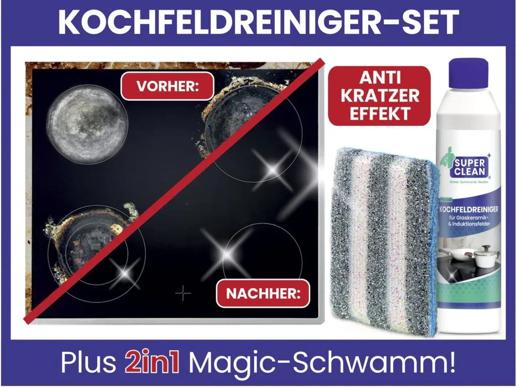 Kochfeld-Reiniger-Set, mit 2 in 1 Magic-Schwamm, 250 ml