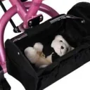 Kinderdreirad - Pink - Schiebestange, klappbares Dach, klappbare Fußstütze, Korb