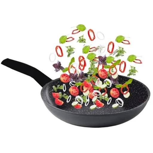 Bratpfanne - Marmorbeschichtung - 24 cm - Schwarz