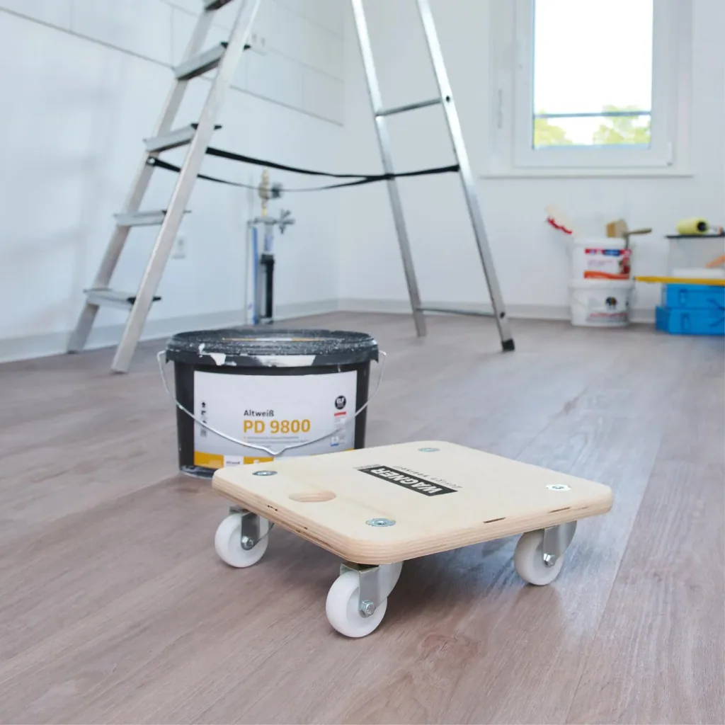 Transporthilfe MM 1352, 29 x 29 x 8,5 cm, harte Rollen Ø 50 mm, Gleitlager, Multiplex Birke FSC®, Tragkraft 250 kg