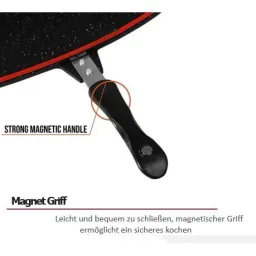 Doppelpfanne / Grillpfanne - 32 cm - Aluminiumguss - Wendegrillpfanne - bordeauxrot