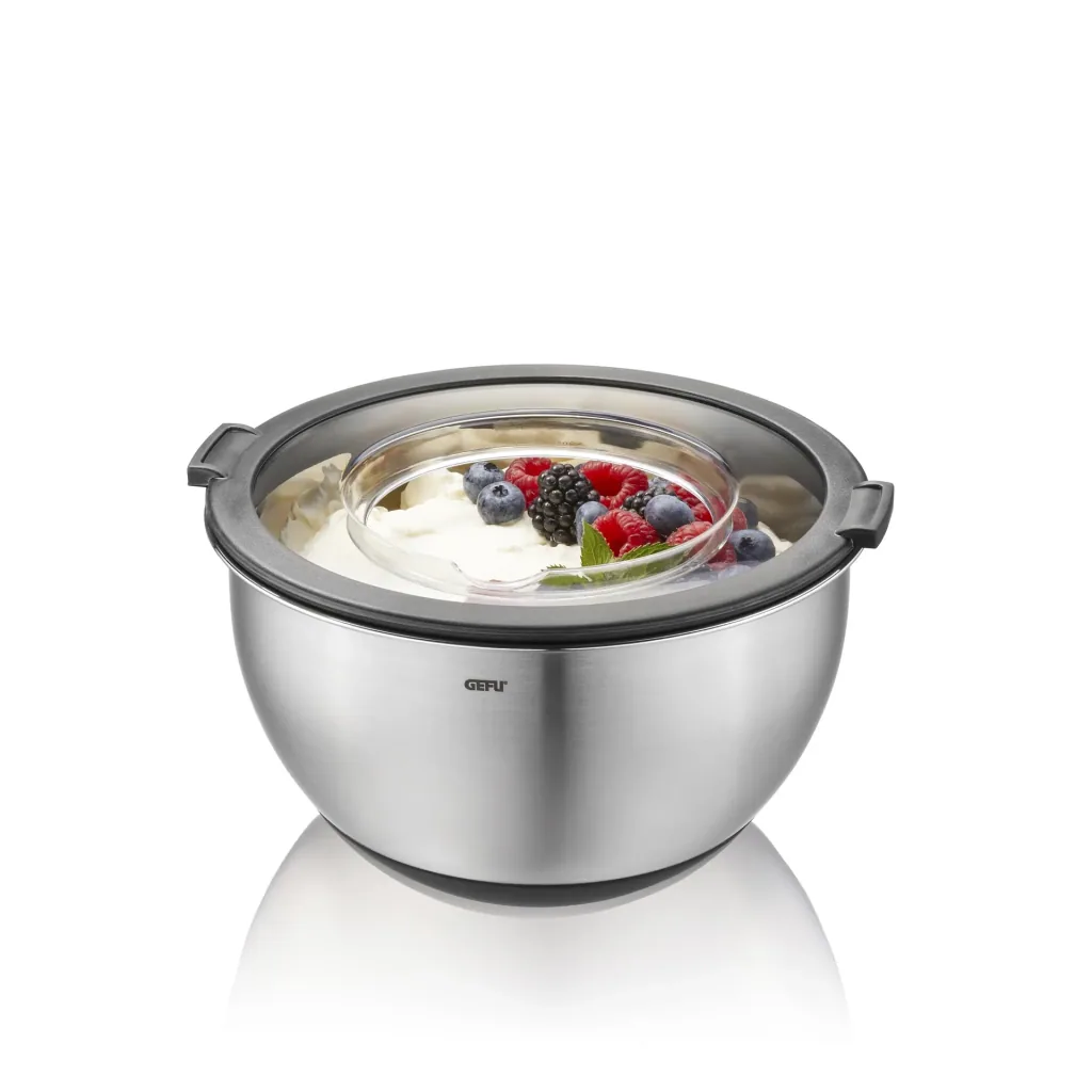 Schüssel-Set mit Spritzschutzdeckel "MUOVO". 2 Stück