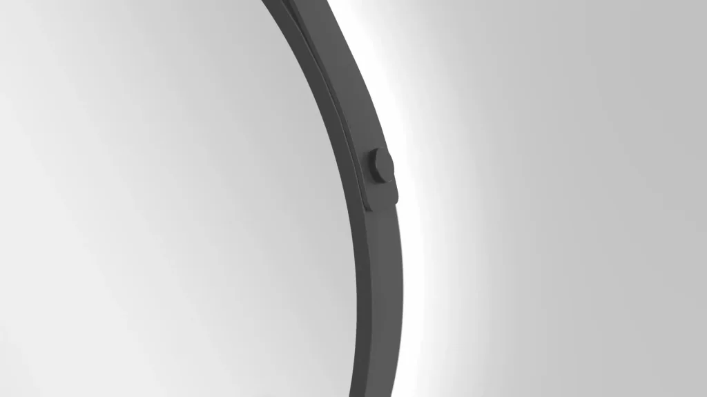 Dekorativer runder Wandspiegel mit indirekter LED Beleuchtung in schwarz matt Ø 50 cm
