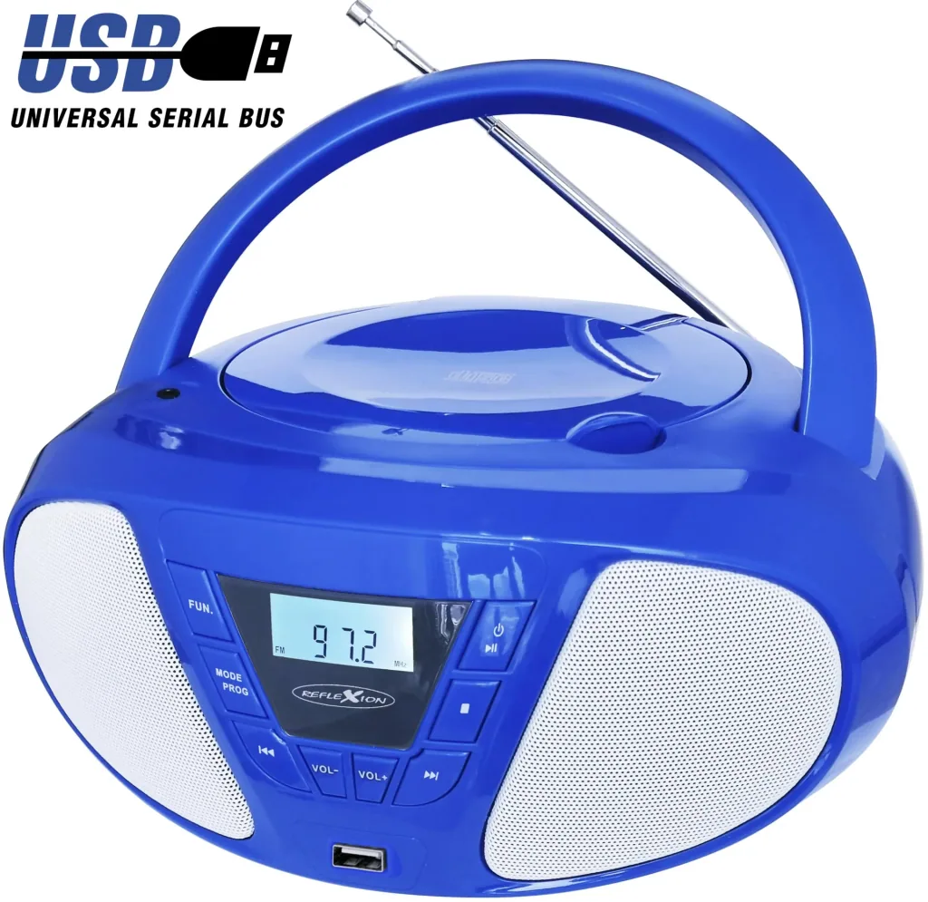 CD Radio Boombox mit UKW-Radio, CD und AUX-IN, blau