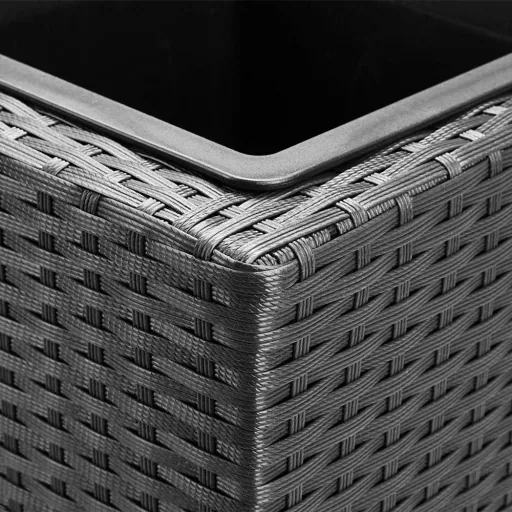 Pflanzgefäß Polyrotan schwarz 95 x 27 x 60cm geeignet für 4 Pflanzen