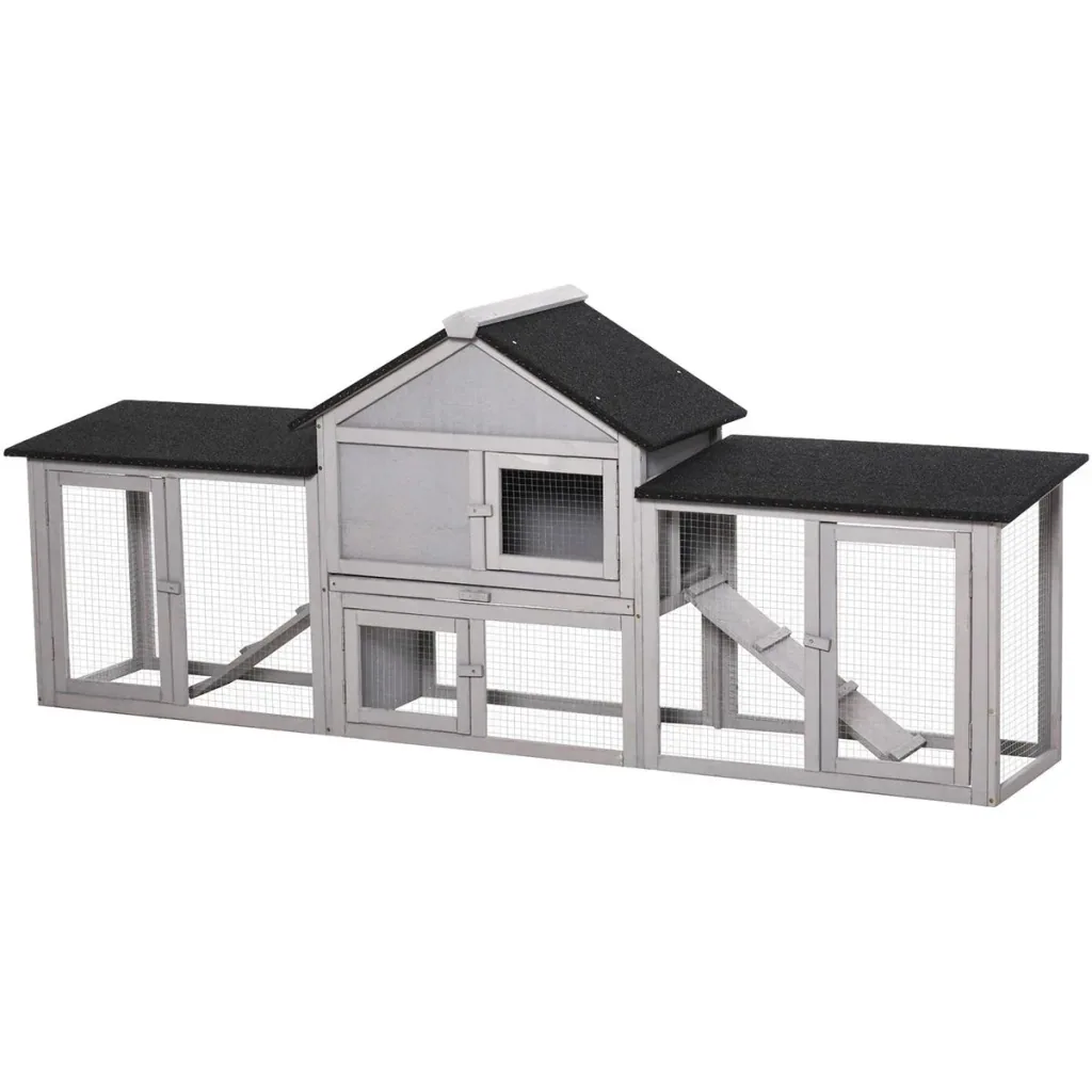 Zwergkaninchenstall mit Außengehege 210 cm x 45,5 m x 84, 5 cm