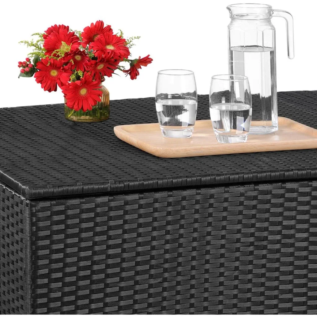 Aufbewahrungsbox - Kissen, Garten - Poly-Rattan - Schwarz - 75x75x70cm