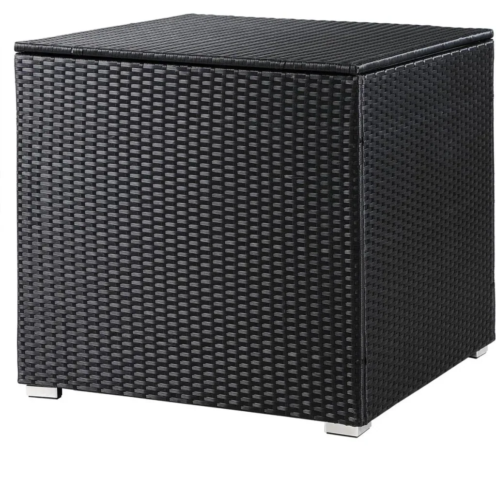 Aufbewahrungsbox - Kissen, Garten - Poly-Rattan - Schwarz - 75x75x70cm