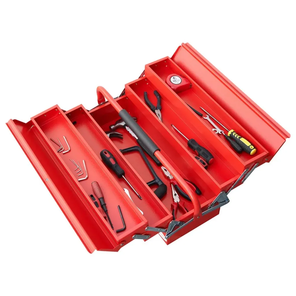 Werkzeugkasten Werkzeugkoffer Werkzeugkiste 5 Fächer aufklappbar Stahl (SPCC) Rot 57 x 21 x 41 cm