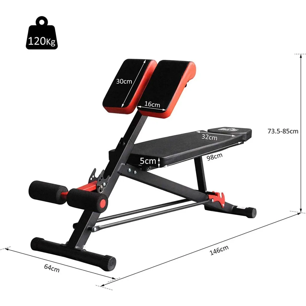 Hantelbank Fitnessbank Schrägbank Multifunktion Bauchtrainer Verstellbar Edelstahl Schwarz 64 x 146 x 73,5-85 cm