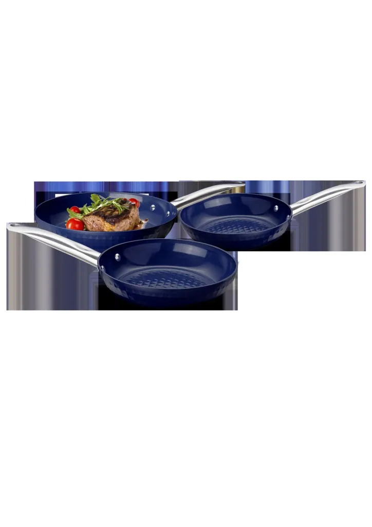 Pfannen-Set "Prestige" mit Diamant-Antihaftbeschichtung, blau, 3-teilig - Ø 20 cm / 24 cm/ 28 cm