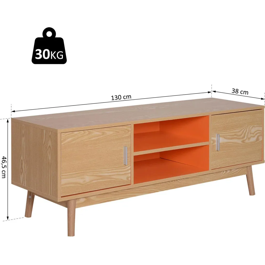 Fernsehtisch Fernsehschrank Lowboard TV-Schrank Retro-Stil Holz 130 x 38 x 46,5 cm