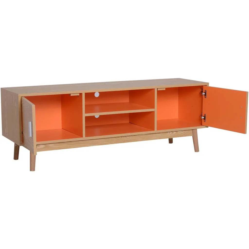 Fernsehtisch Fernsehschrank Lowboard TV-Schrank Retro-Stil Holz 130 x 38 x 46,5 cm