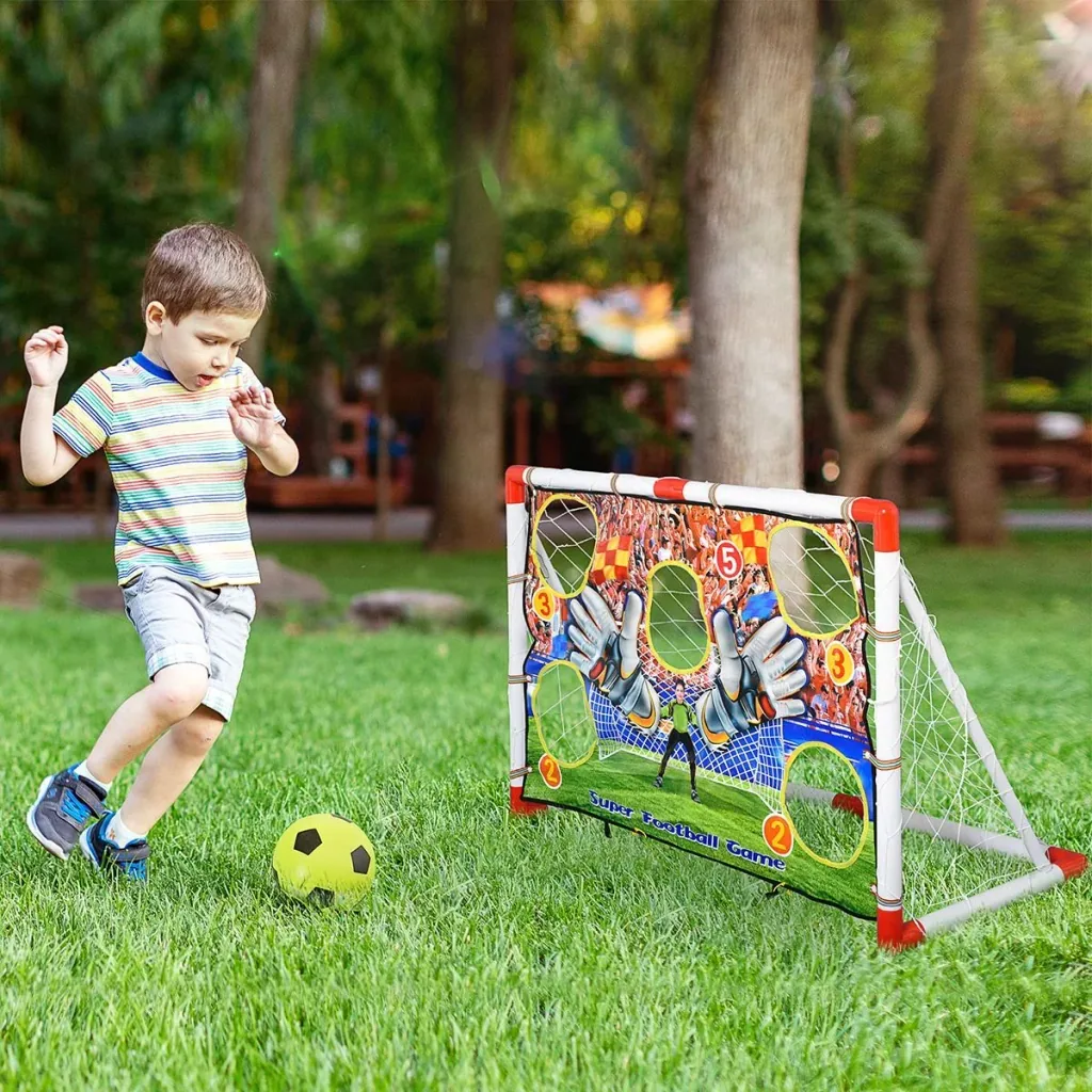 Fußballtore mit Fußball Torwand für Kinder 3-12 Jahre Fußballnetz Garten Kunststoff mehrfarbig 116 x 48 x 76 cm