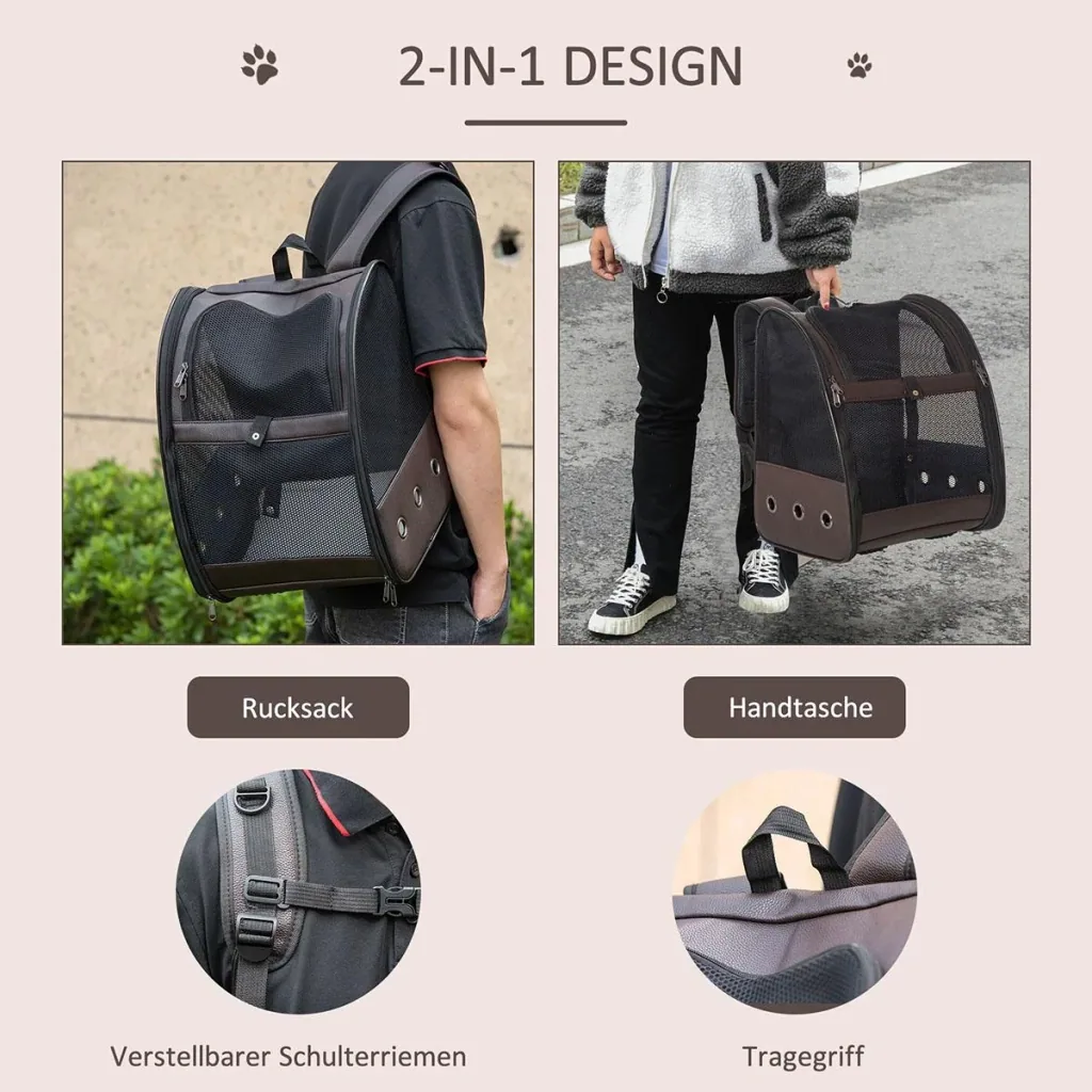 Hunderucksack Katzenrucksack klappbar mit atmungsaktivem Netzgewebe Outdoor Faltbarer Raum Katzen Hunde Tragetasche Max.