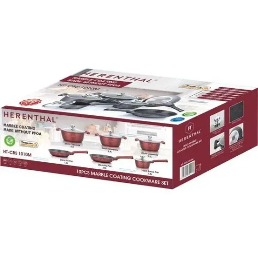Herenthal - Komplettes 10-teiliges Kochgeschirr-Set - Rot/Schwarz
