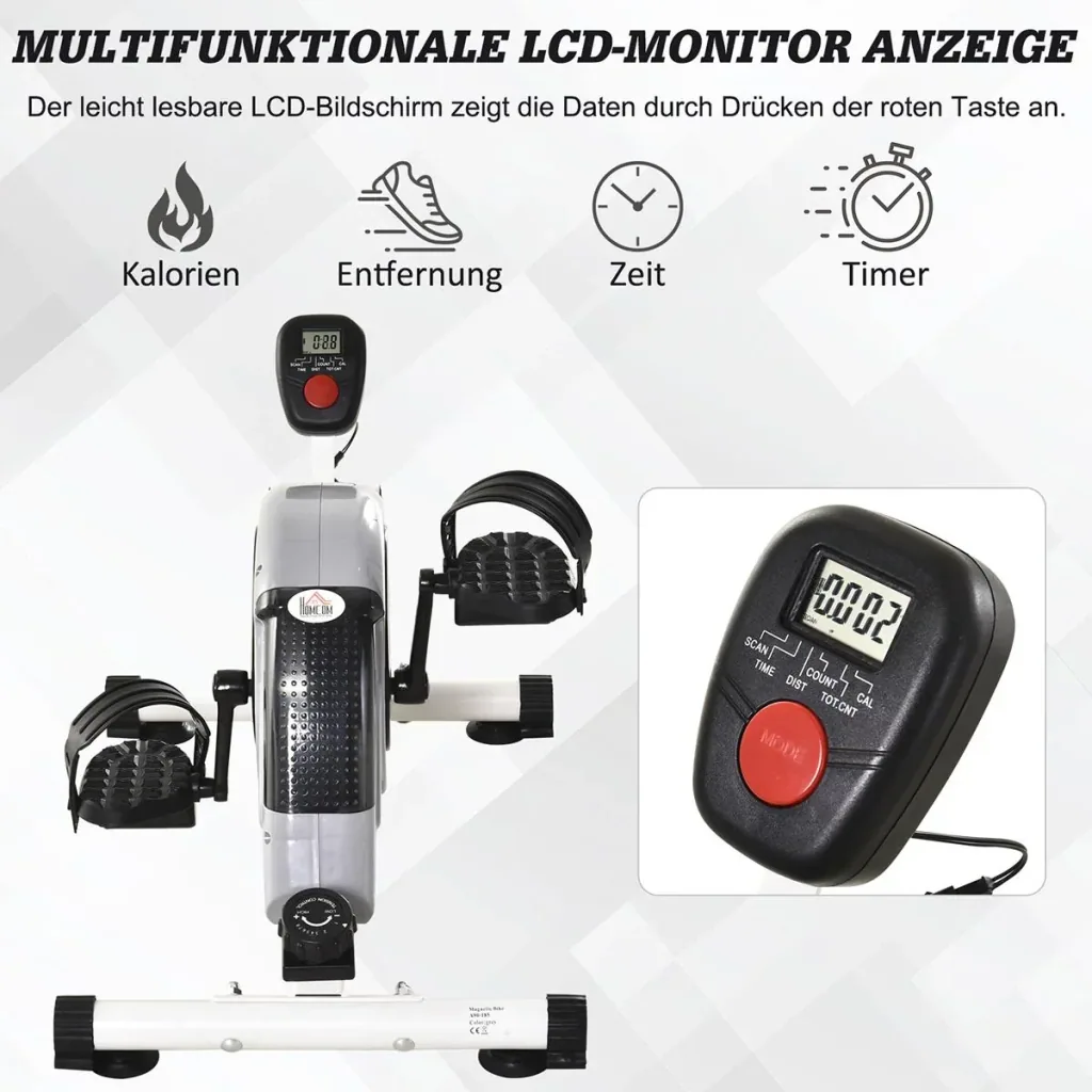 Heimtrainer mit LCD-Display grau