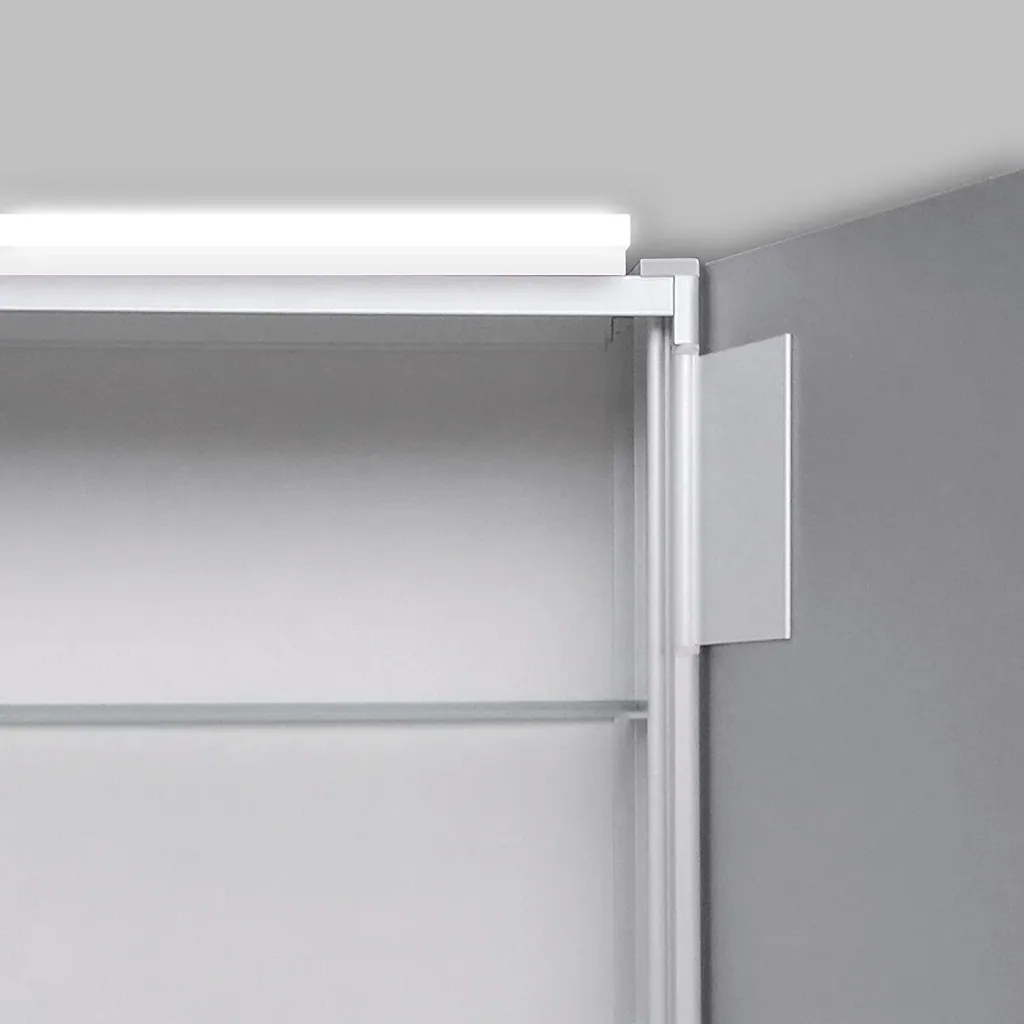 Spiegelschrank Bad mit Beleuchtung, "Mirage" - 50 x 70 cm - Lichtfarbe neutralweiß - Aluminiumkorpus