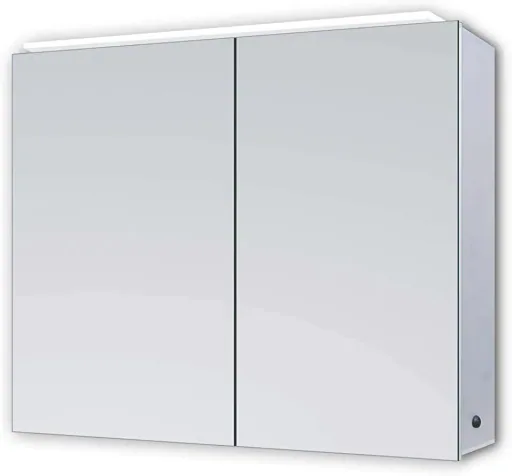 Spiegelschrank Bad mit Beleuchtung, "Mirage" - 50 x 70 cm - Lichtfarbe neutralweiß - Aluminiumkorpus
