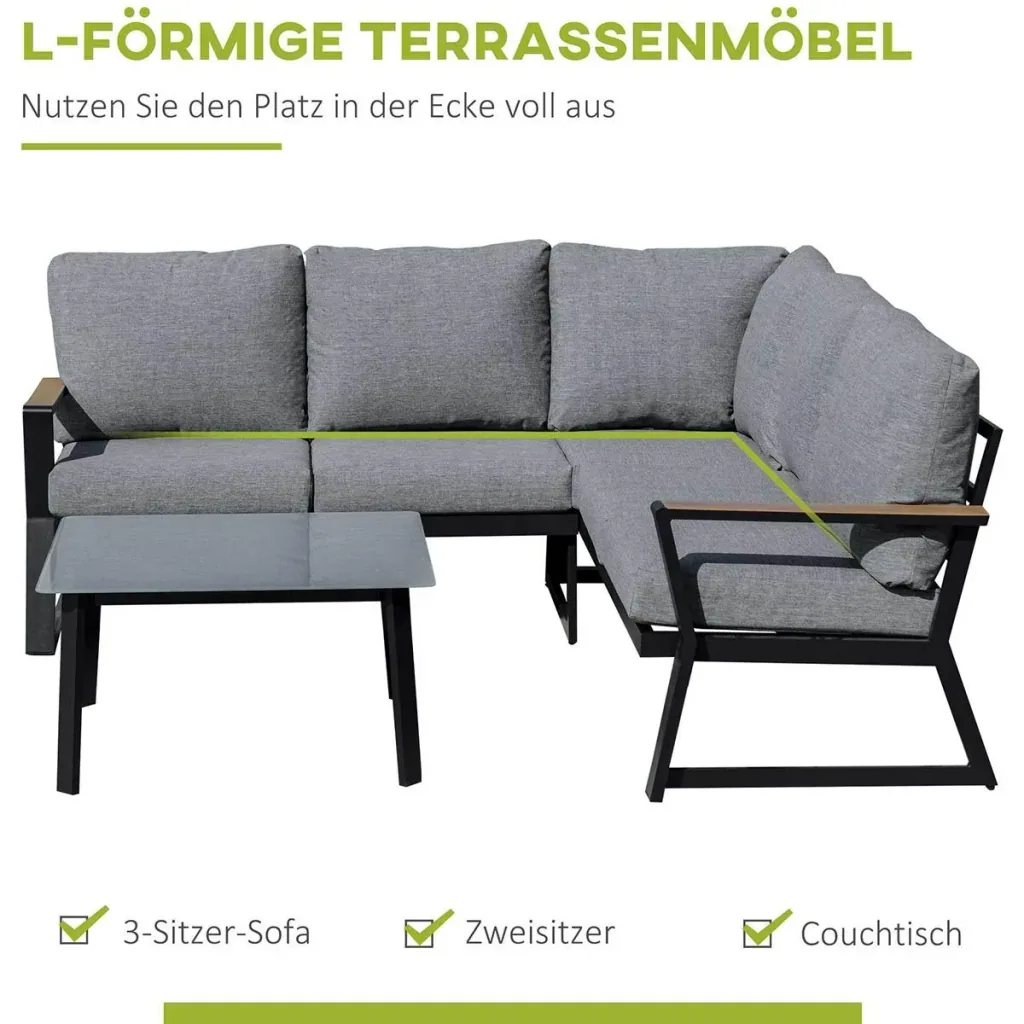 Gartenliege für 2 Personen, klappbar, bis zu 200 kg, Teak+Grau+Weiß, 108 x 105 x 85 cm