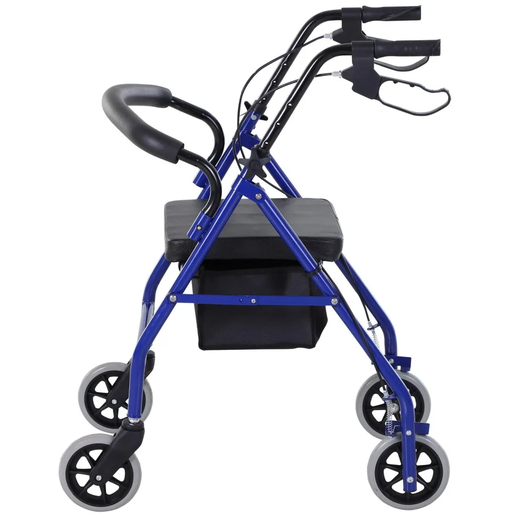 Rollator mit Stuhl und Tasche