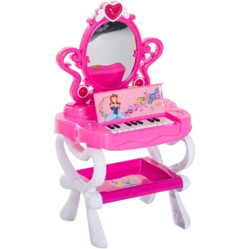 Schminktisch Kinder Frisiertisch mit Stuhl Klavier Musik und Licht Pink