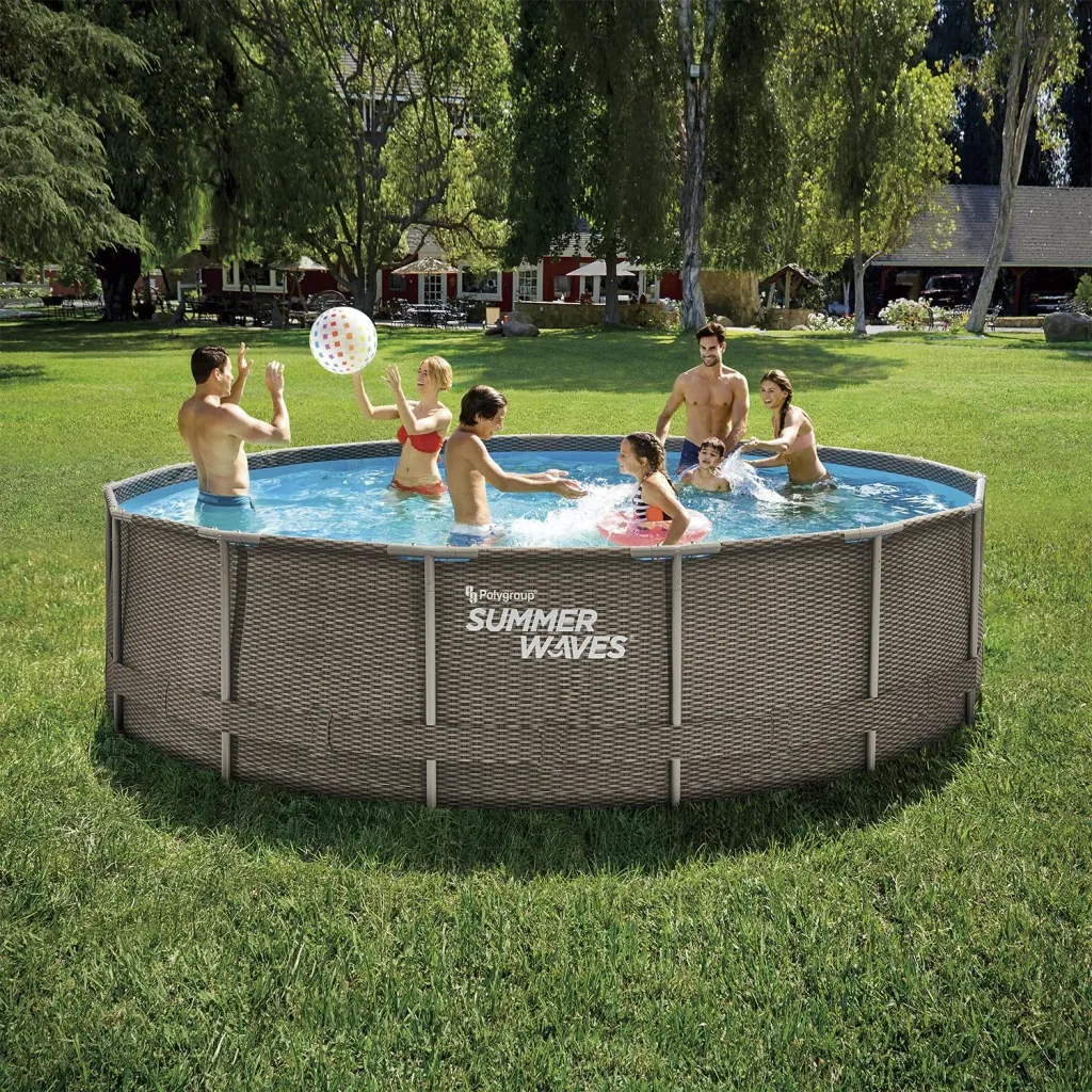 Summer Waves Active Frame Pool Ø457 x 106 cm rattan braun